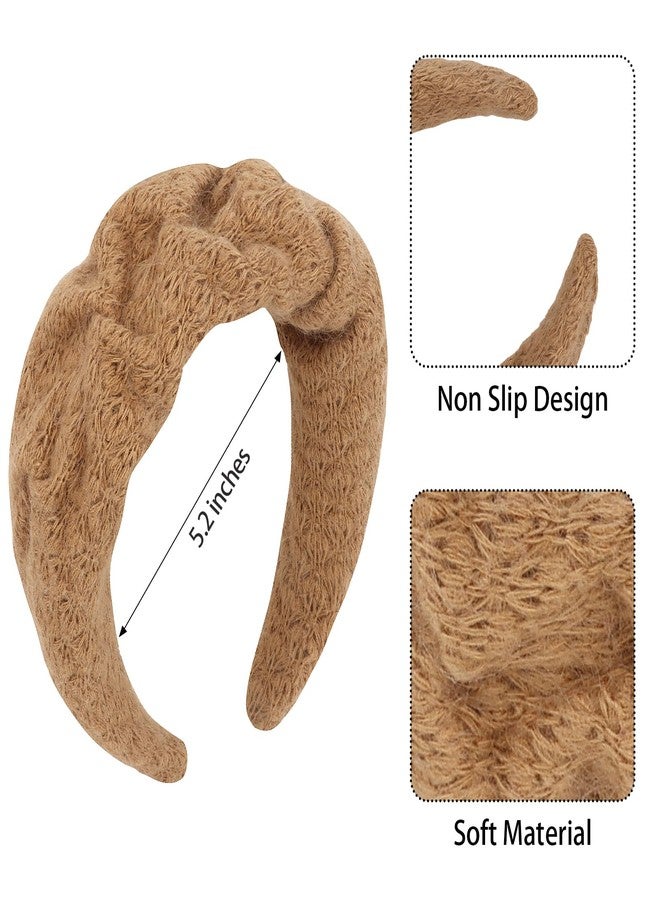 كوراسا طوق رأس شتوي عريض بني اللون من كوراسا للنساء والفتيات، طوق رأس شتوي محبوك للنساء، طوق رأس من الصوف الناعم المرن السميك، طوق رأس دافئ، إكسسوارات شعر - Image 5